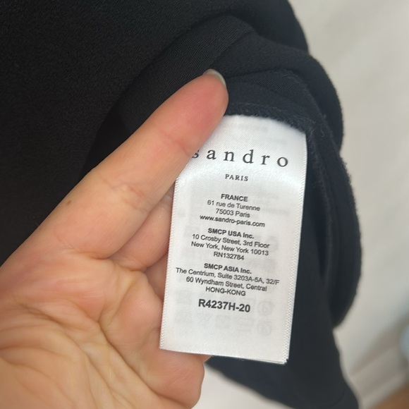 Sandro silk viscose Black Ruffled Sleeveless Dress buttons size 1 or small - Picture 5 of 13